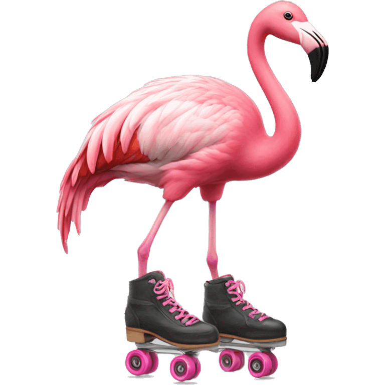 Flamingo with roller skates  emoji