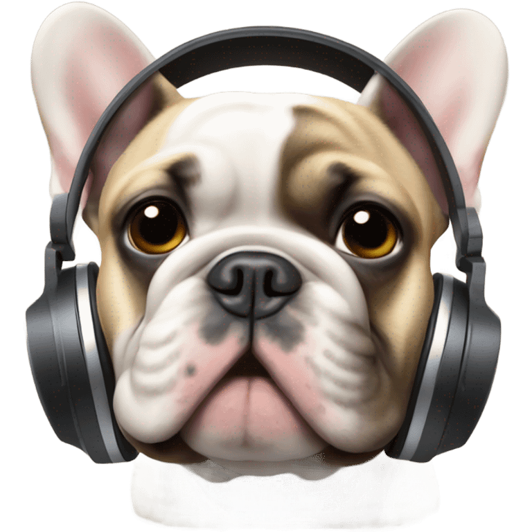 French bulldog wearing headphones emoji