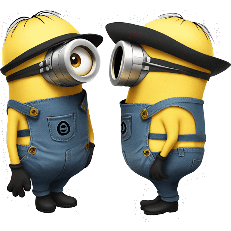 Minions kissing with hats emoji