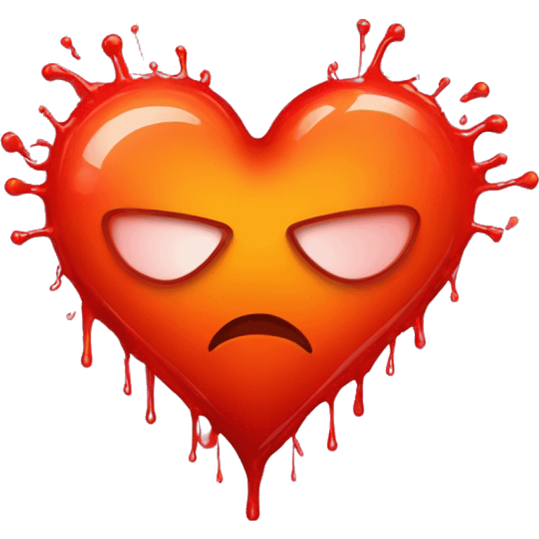 bleeding red heart glowing red-orange with splatter emoji