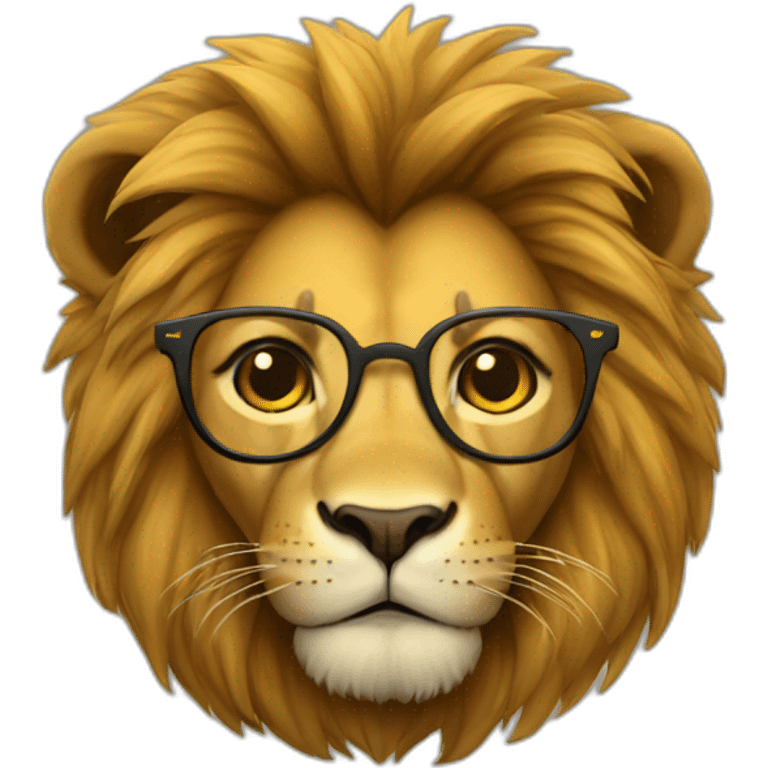 Lion with yellow fur brown mane and glasses emoji