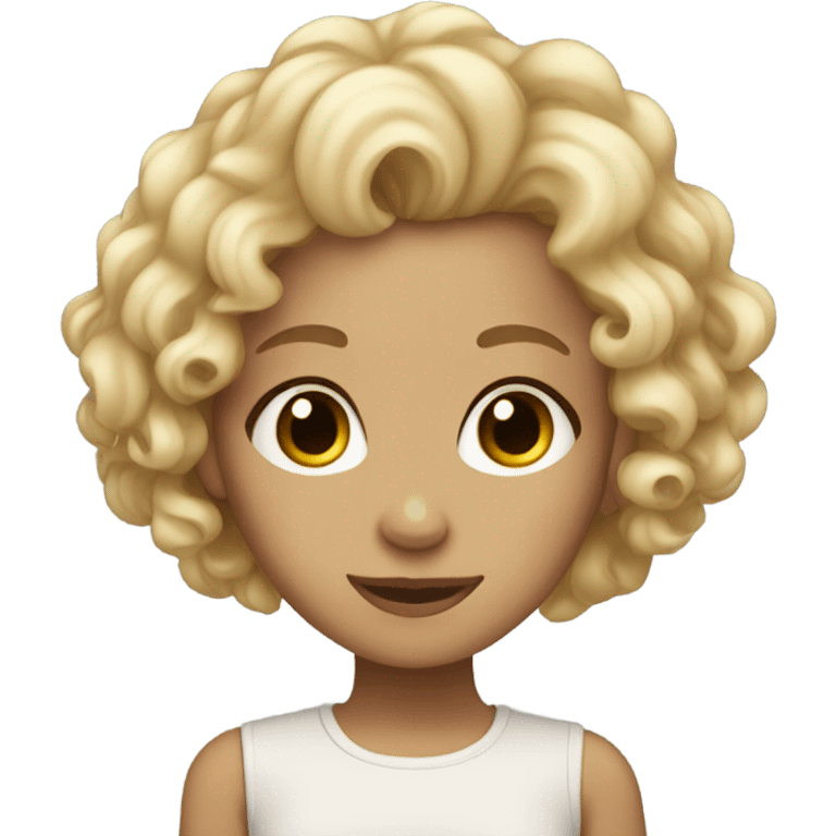 Cute blonde girl with curly hair  emoji