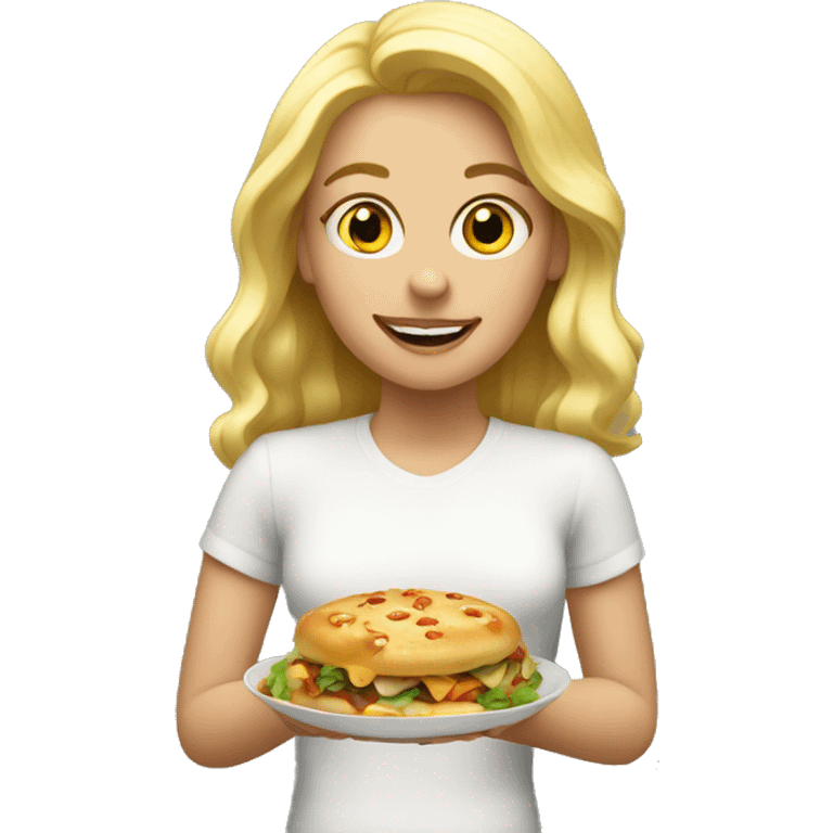 blonde with food and fun emoji