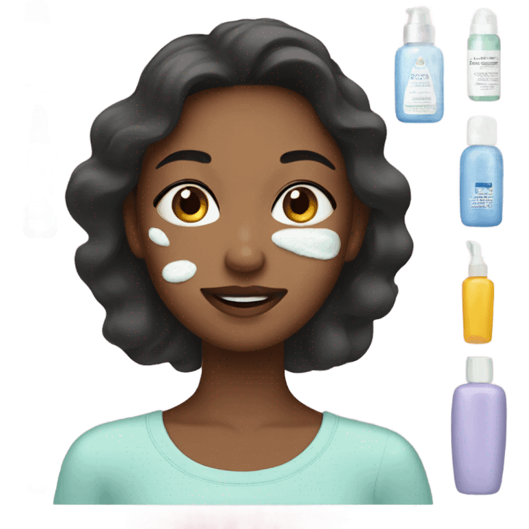 Girl wearing skin care emoji