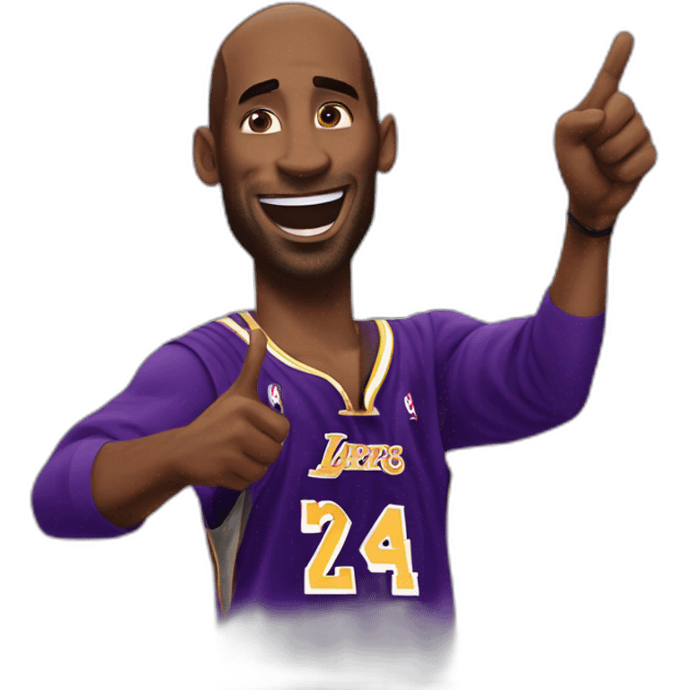 Kobe Bryant points his finger up in warning looking in camera emoji