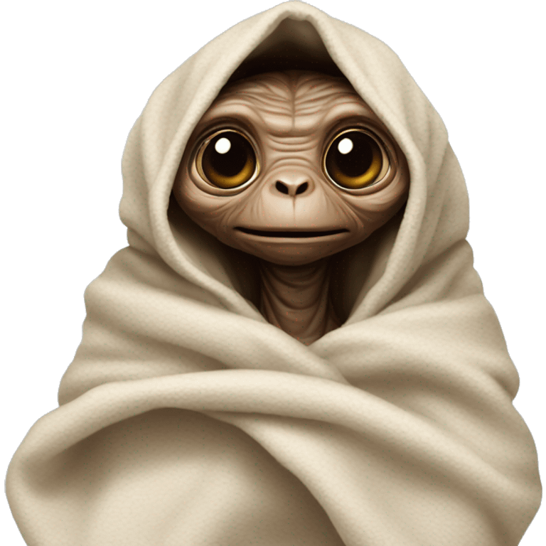 E.T. wrapped in a blanket like a baby emoji