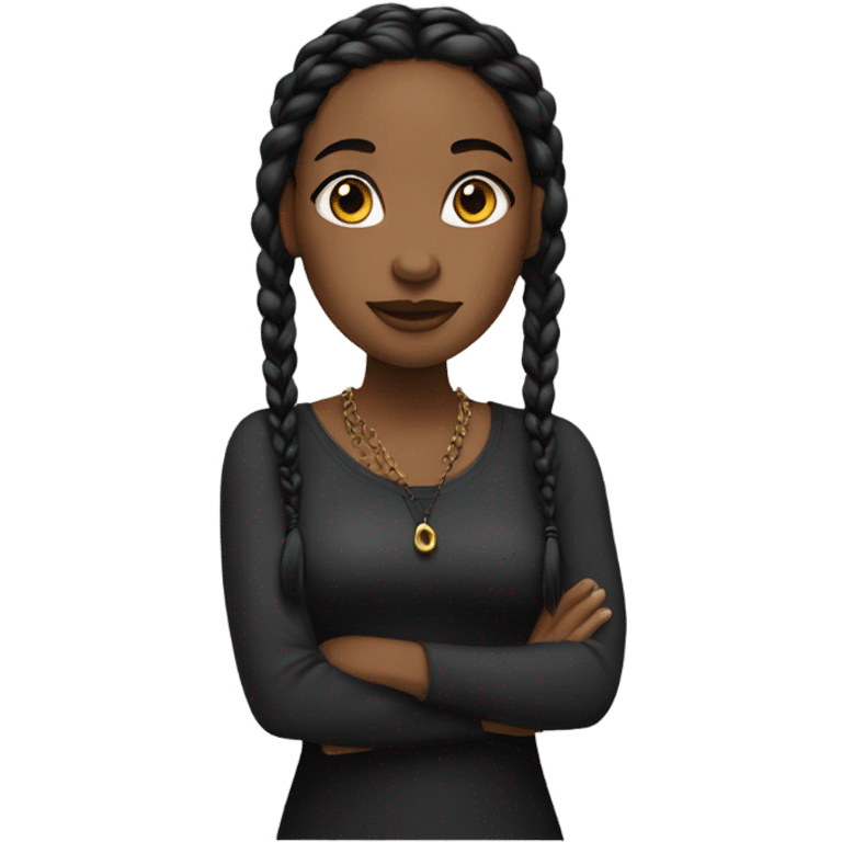 black woman with black down braids and top emoji