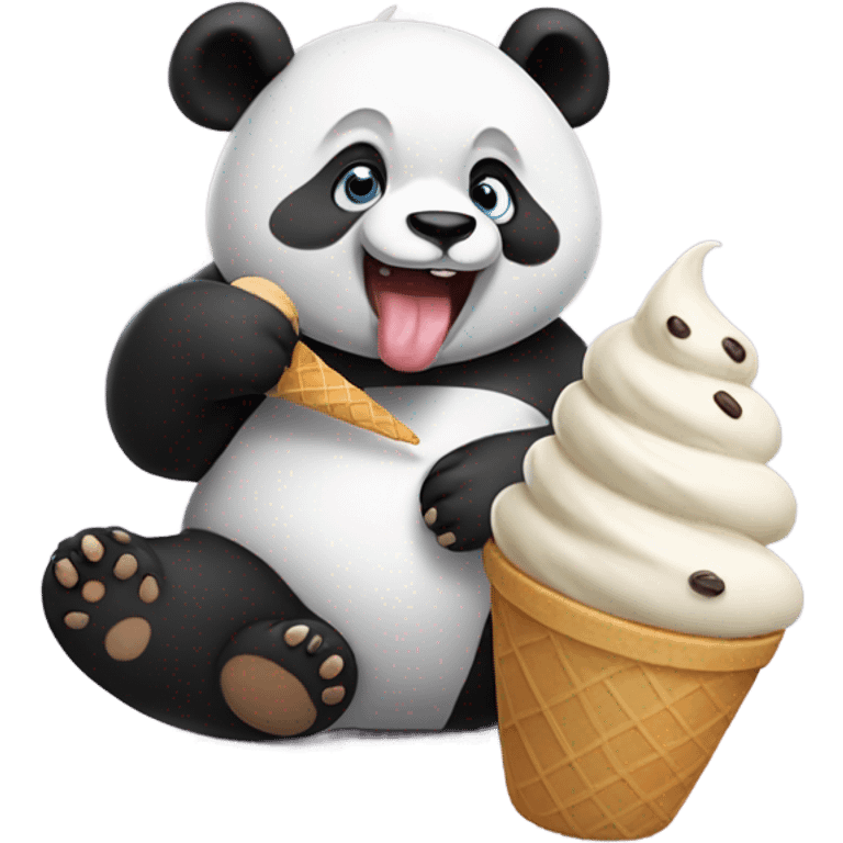 Panda eating ice cream emoji