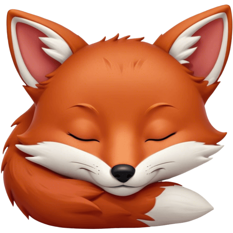 Meme-Worthy Cute Sleeping Fox Portrait Emoji, Head resting peacefully with a contented smile, showcasing a lithe build and a luxuriously soft red Fur with gentle white accents, eyes shut in a serene, restful nap, Simplified yet hilariously adorable features, highly detailed, glowing with a soft, drowsy light, high shine, relaxed and utterly lovable, stylized with an air of playful laziness, bright and heartwarming, soft glowing outline, capturing the essence of a comically sleepy fox, so meme-worthy it feels like it could instantly become the next viral sensation of adorable woodland slumber! emoji