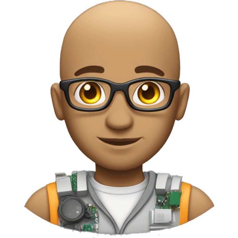 male balded electronics engineer who loves to code and tinker emoji