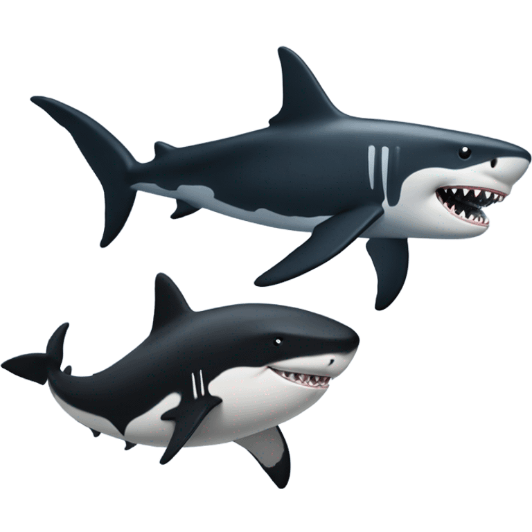 Shark with a top horn being chased by a orca whale emoji