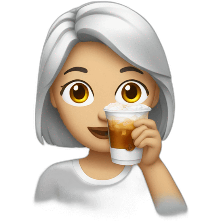 woman drinking ice americano emoji