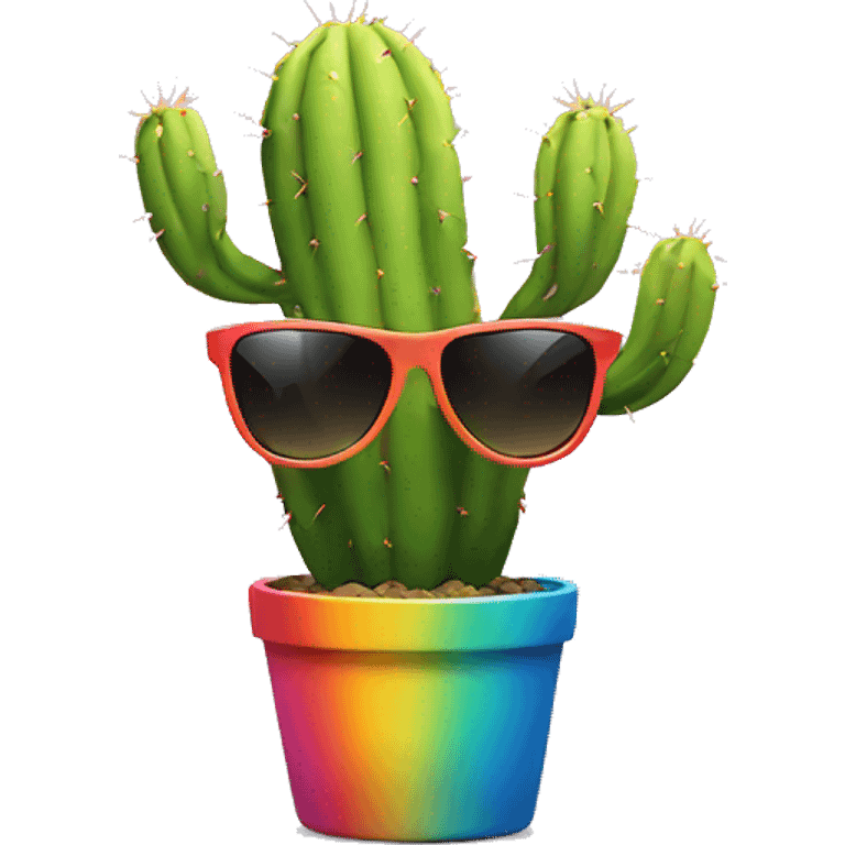 Rainbow cactus with sunglasses  emoji