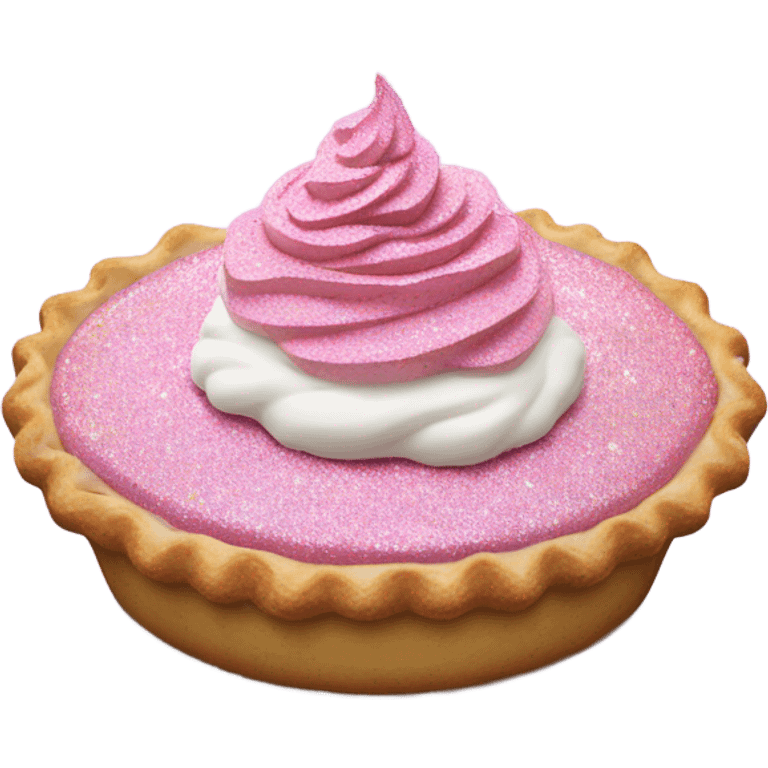 Pink pie with whip cream and glitter  emoji