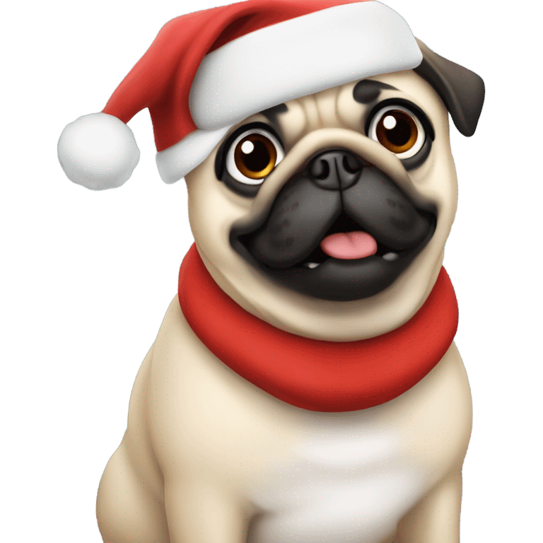 pug wearing a santa hat emoji