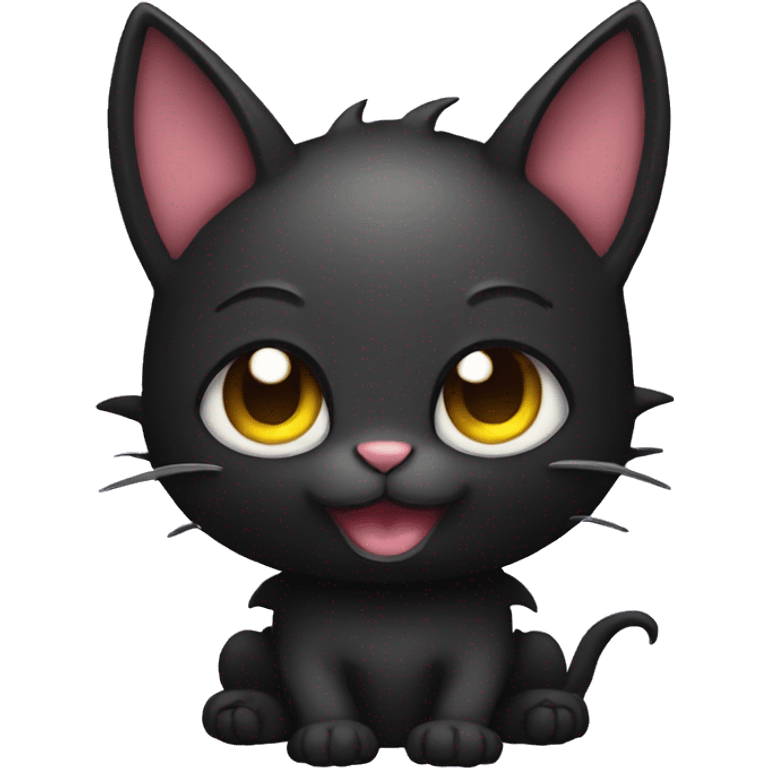 Black edgy kawaii cartoon bat-cat emoji