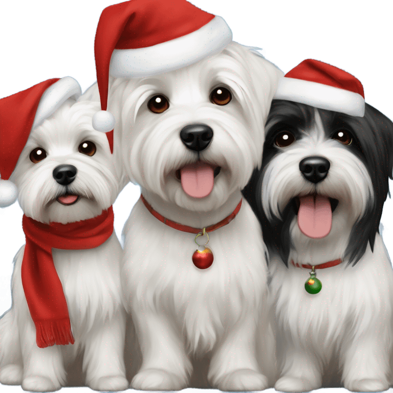 Two Westies and a black Havanese Christmas emoji