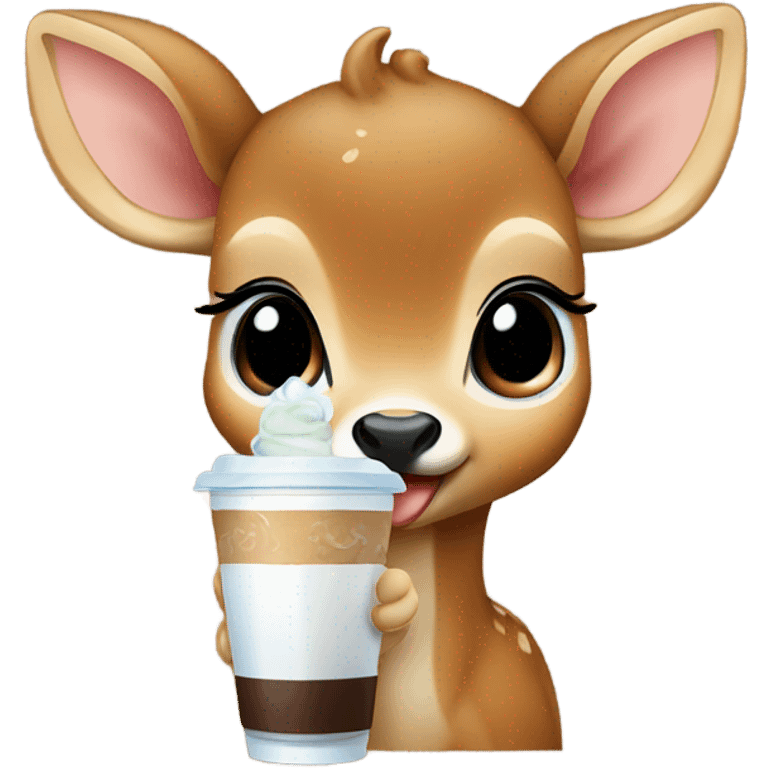 Baby deer drinking iced coffee emoji