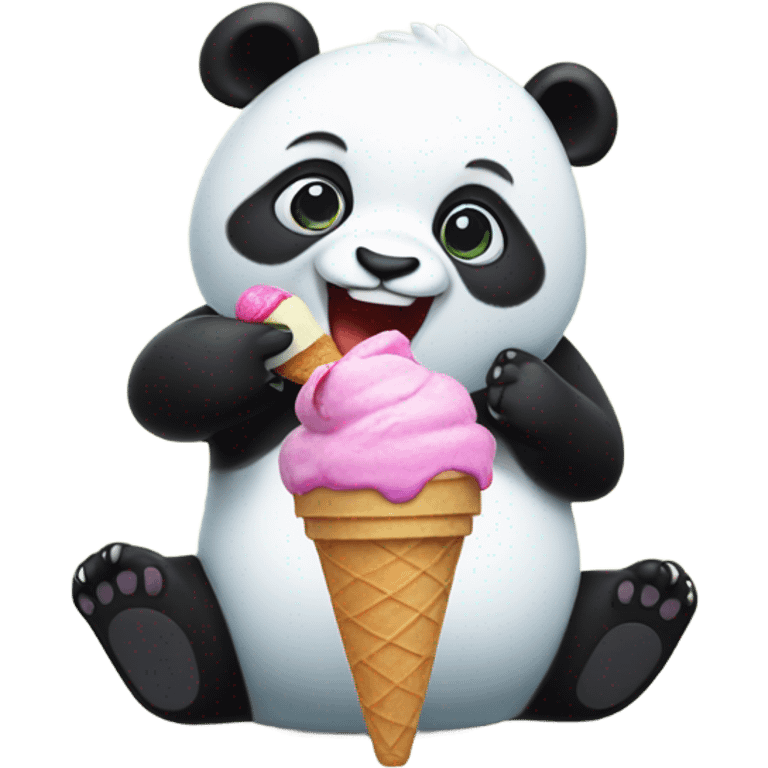 Panda eating ice cream emoji