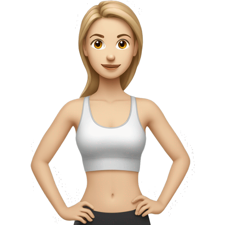 White beauty girl with light brown hair doing Pilates  emoji