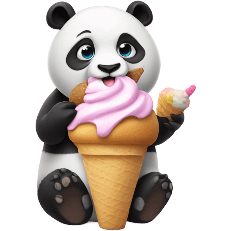 Panda eating ice cream emoji