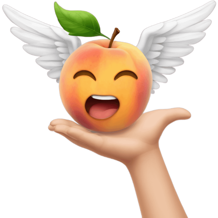 A peach emoji with wings and a hand slapping it  emoji