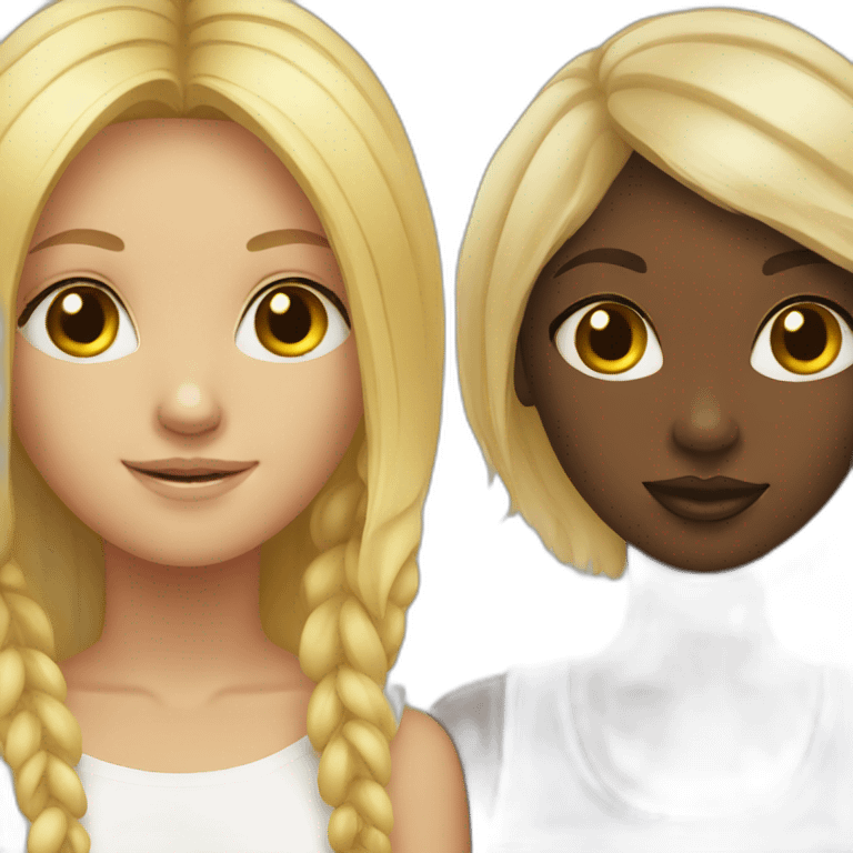 Blonde girl and African girl  emoji