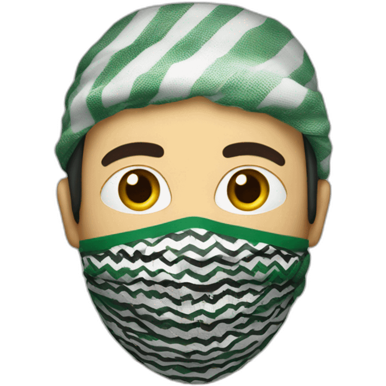 A man masked with a Palestinian keffiyeh emoji