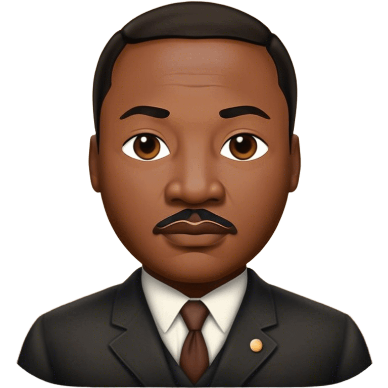 Cinematic Realistic Martin Luther King Jr. Portrait Emoji, depicted as a compassionate determined civil rights leader in period attire with a powerful gaze, rendered with rich textures and inspiring dynamic lighting that captures his historic legacy. emoji