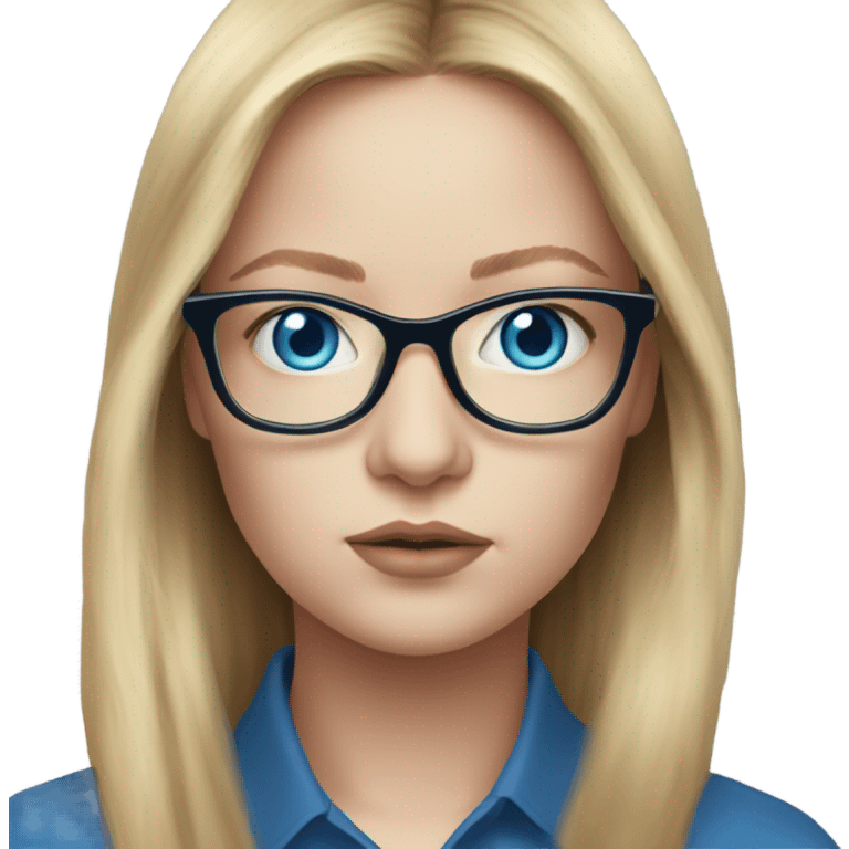 Life like anna delvey blonde, blue eyes wearing glasses  emoji