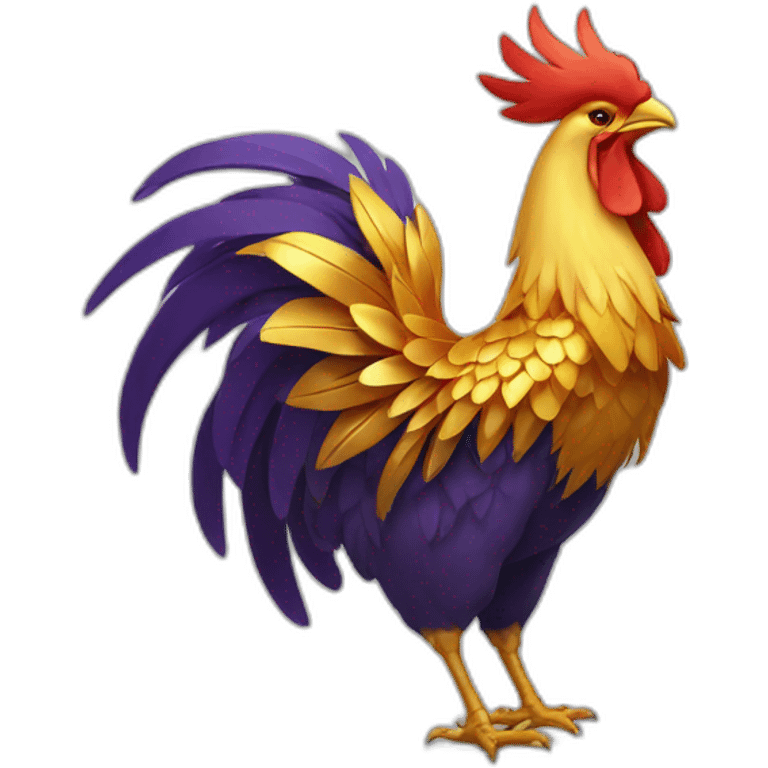 proud and howling golden phoenix rooster with a crown on its head emoji