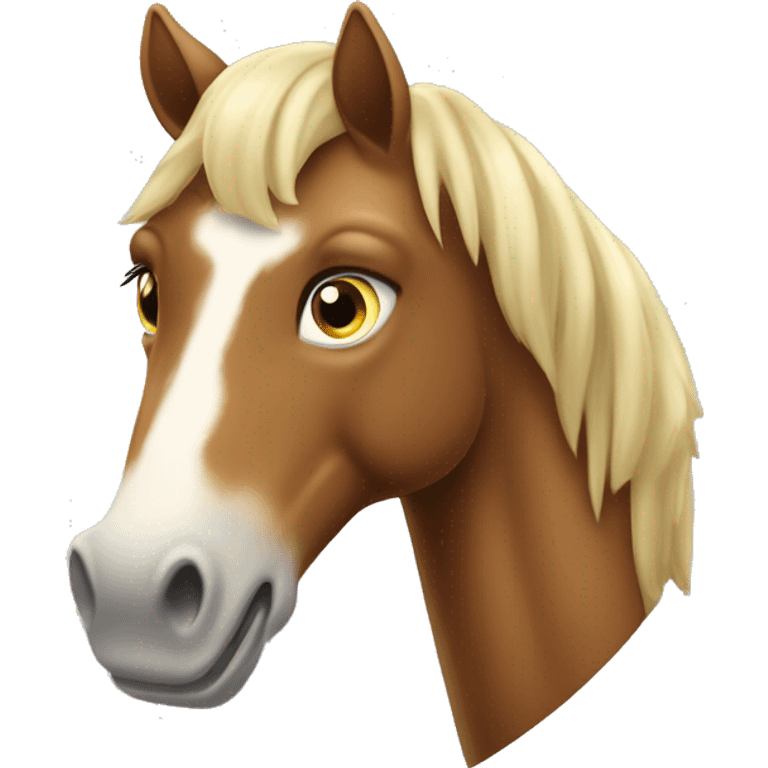 Un cheval avec de grande dents et de tout petites jambes  emoji