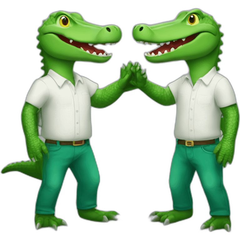 2 alligators give each other high five emoji