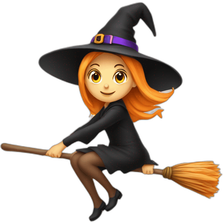 halloween young witch on a broom emoji