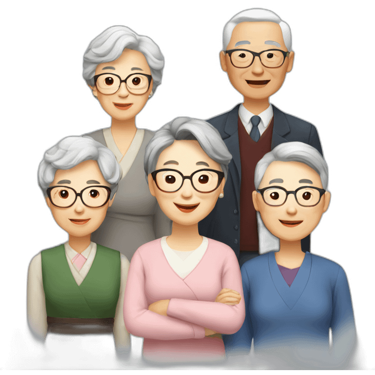 10 Chinese Seniors together with older lady teacher emoji