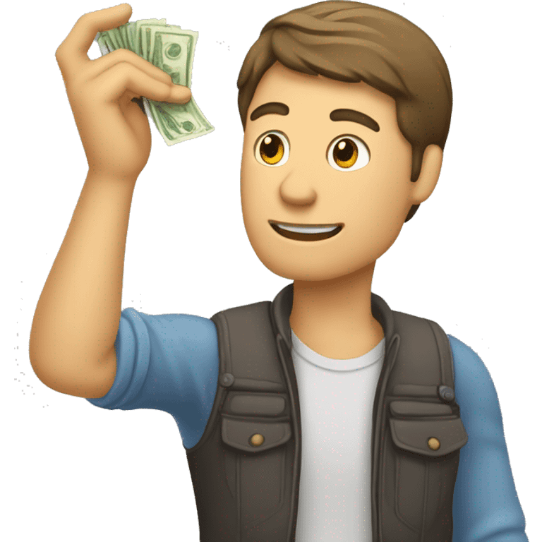 Homme qui porte des billets dans ses mains emoji