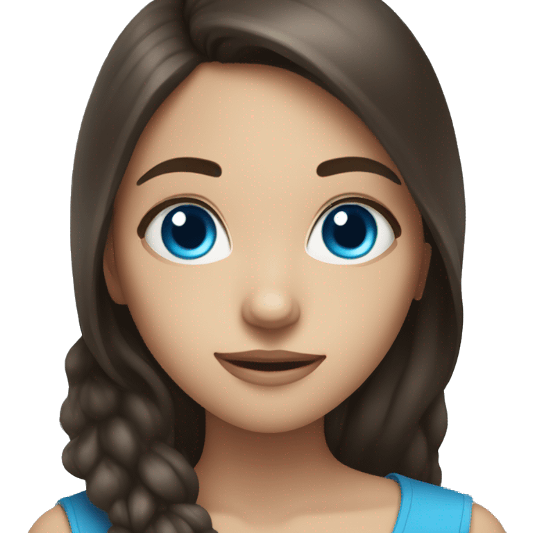 Brunette girl with blue eyes with photo camera emoji