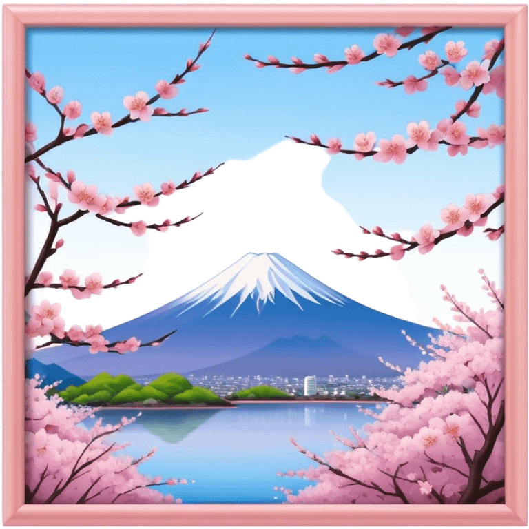 Cherry blossom scenery, Mount Fuji emoji