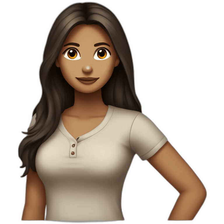 Elena Gilbert with long hair and a ribbed button-down t-shirt emoji