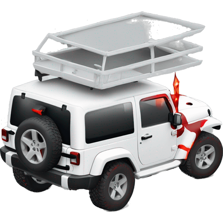 White Jeep Wrangler Rubicon with roof off and red accents  emoji