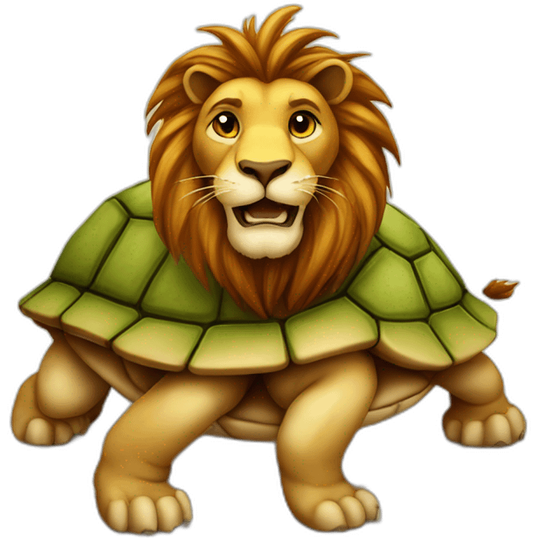 Lion sur une tortue emoji