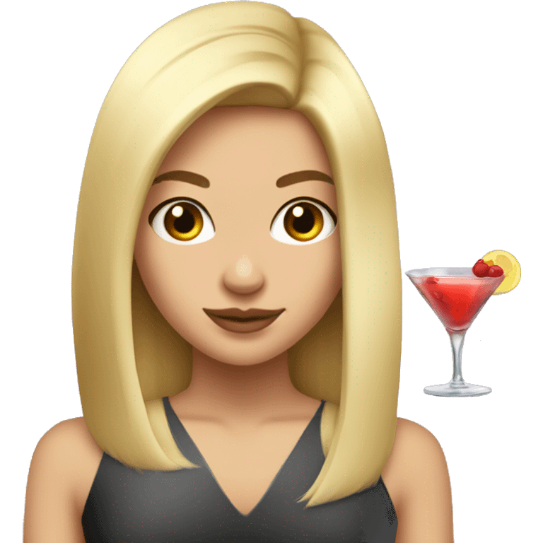 Blonde and straight hair girl sustaining cocktail emoji