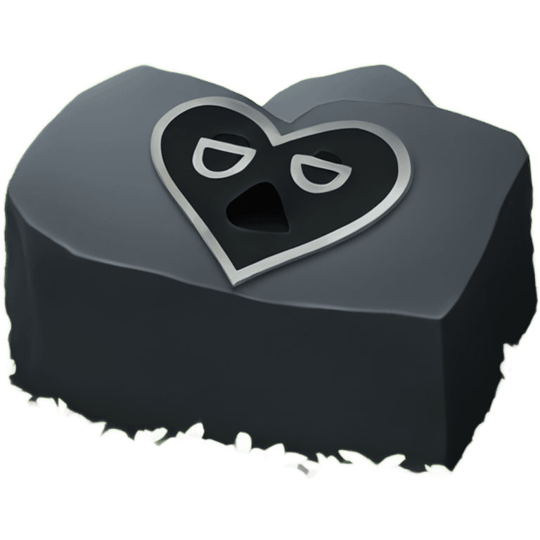 a black grave with the letters RIP on a silver heart emoji