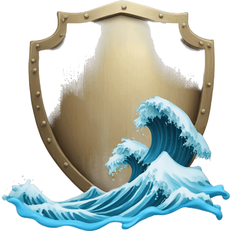 Side view A shield prodect form  water waves. emoji