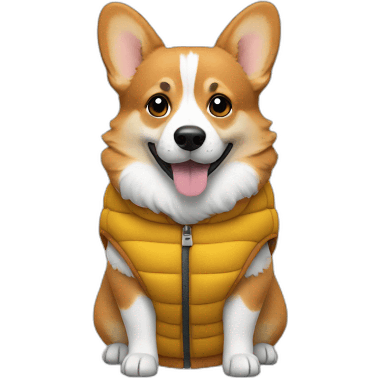 Corgi wearing a puffer vest emoji