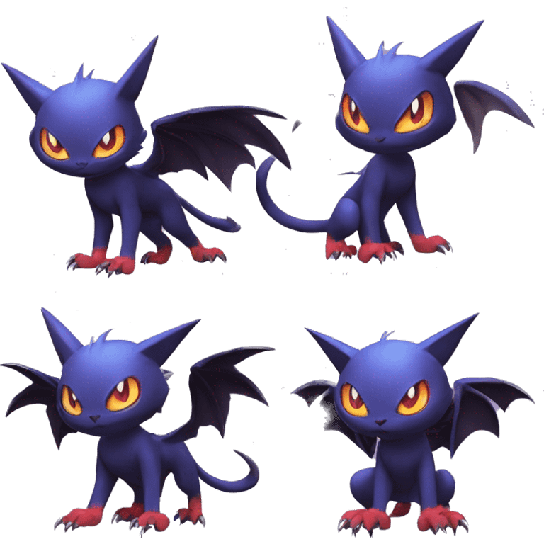 Edgy Cool Kawaii Litten-Noivern-Noibat-Absol-Pokémon Full Body emoji