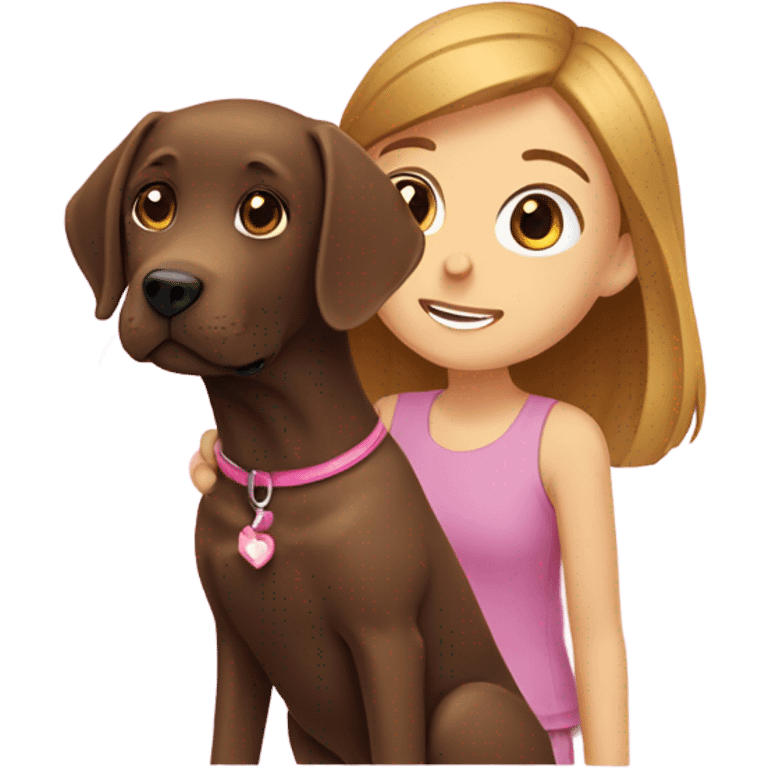 Brown labrador with girl emoji