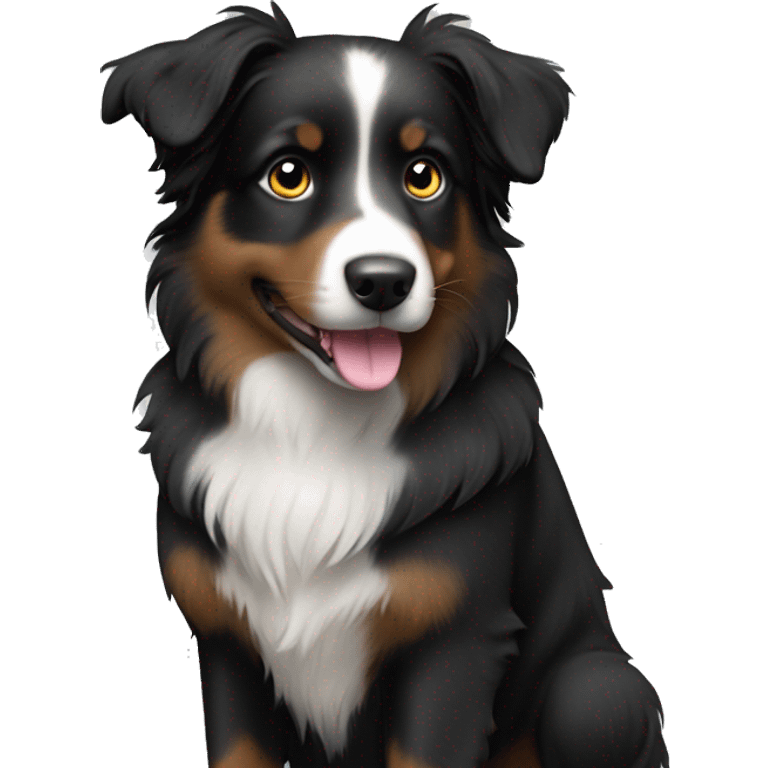 Small black australian shepherd dog no white fur  emoji