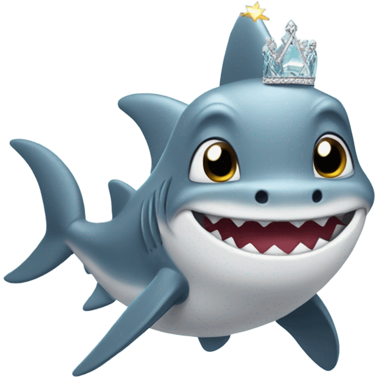 Cute shark with a wand and tiara emoji