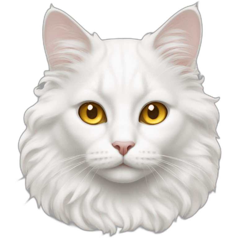 white cat with golden eyes and curly hair emoji